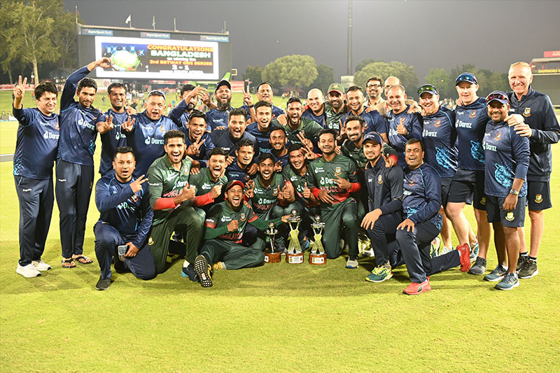 दक्षिण अफ्रिकाविरुद्धको एक दिवसीय क्रिकेट शृङ्खलाको  जित ; बंगलादेश लाई